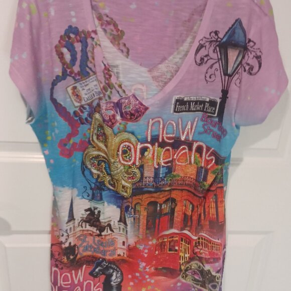 New Orleans Mardi Gras T-Shirt with Bling Size XXL - Picture 4 of 4